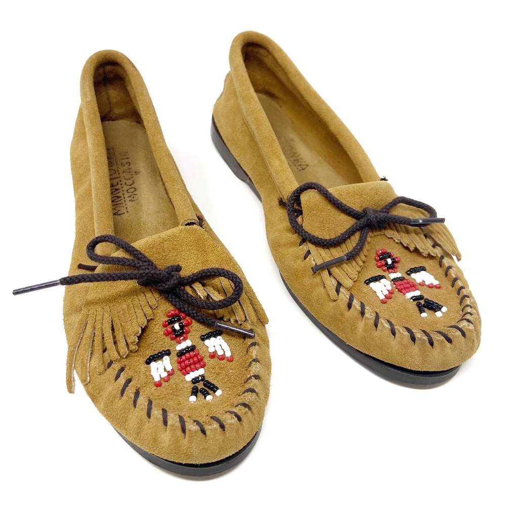 Minnetonka Tan Suede Leather Thunderbird Moccasin